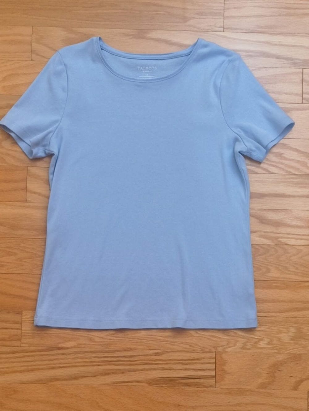 Talbots Powder Blue Short Sleeve Crewneck Tee Size LP NWOT